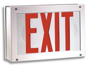 Vandal Resistant Steel Exit Sign with Red Letters