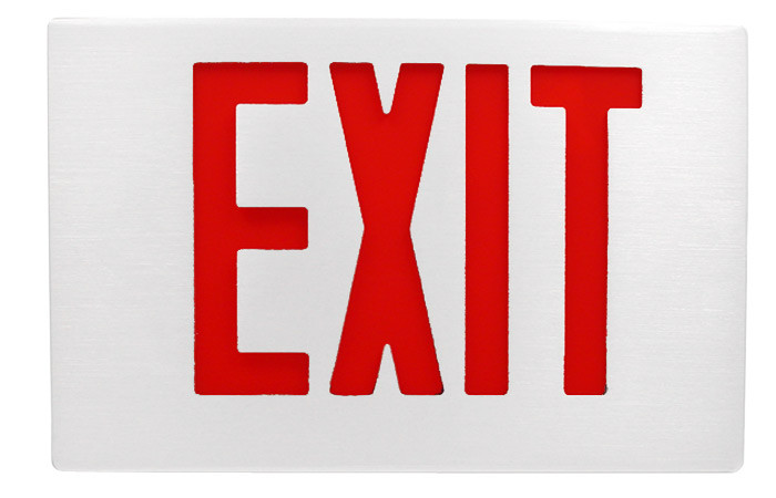 アルミニウム LED EXIT サイン White Aluminum Exit Sign Red LED Universal Face