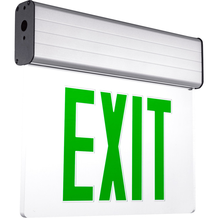 Surface Edge Lit Exit Sign Green LED Aluminum Housing