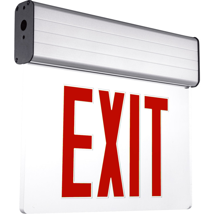 Surface Edge Lit Exit Sign Red LED Aluminum Housing