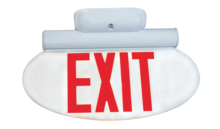 Oval Shaped Edge Lit Exit Sign