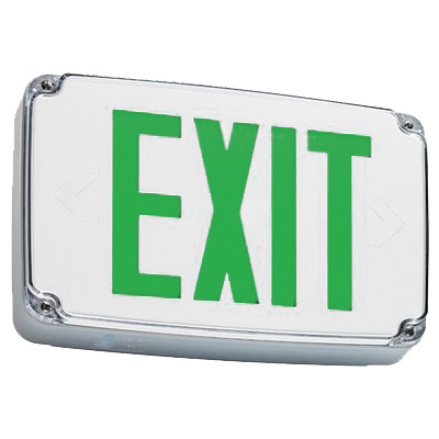 Compact Wet Location Green LED Exit Sign