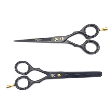 Barbarossa Bros. - 6" Scissors & Razor Set - Matt Black & 24k Gold