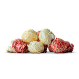 A mix of red raspberry and cheesecake popcorn.
