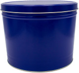Blue 2-gallon popcorn tin.