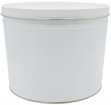 White 2-gallon popcorn tin.