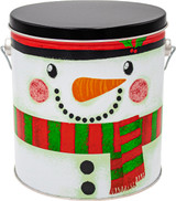 Snowman 1-galon popcorn tin.