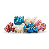 A mix of blue and red raspberry along with vanilla popcorn.