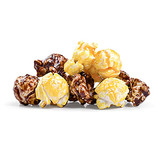 A mix of yellow banana  and chocolate popcorn.