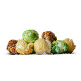 A mix of green mint, chocolate, and white vanilla popcorn.