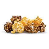 A mix of caramel and golden cheddar cheese popcorn.
