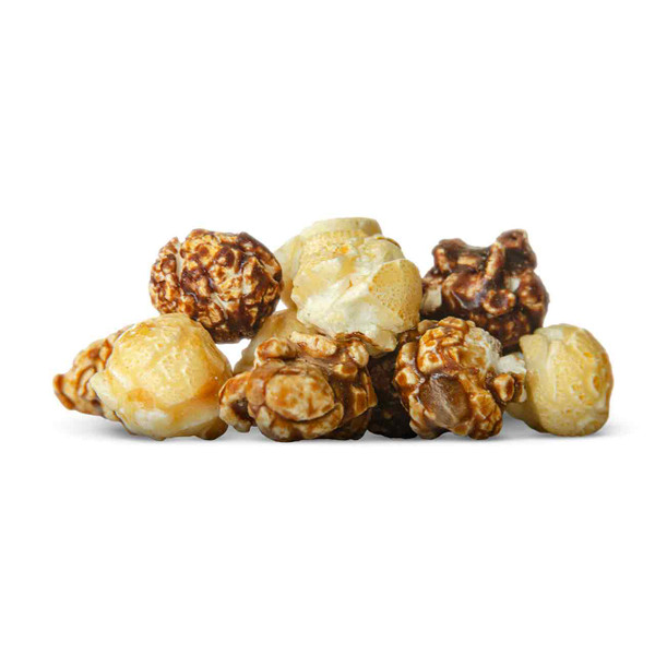 A mix of chocolate, caramel and cheesecake popcorn.