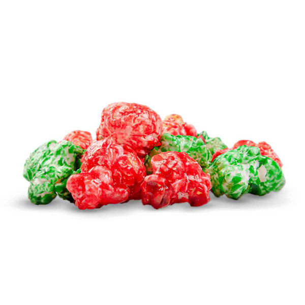 A mix of green apple  and red cinnamon popcorn.