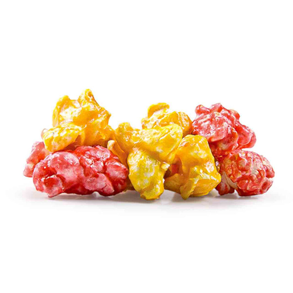 A mix of strawberry and banana popcorn.