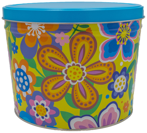 Vivide Floral 2-gallon popcorn tin.