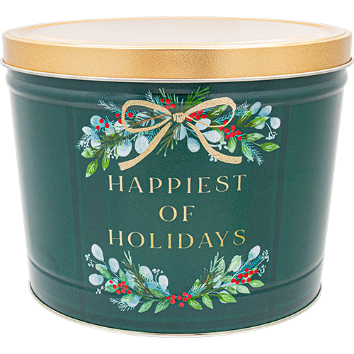 Happiest of Holidays 2-Gallon Popcorn Tin