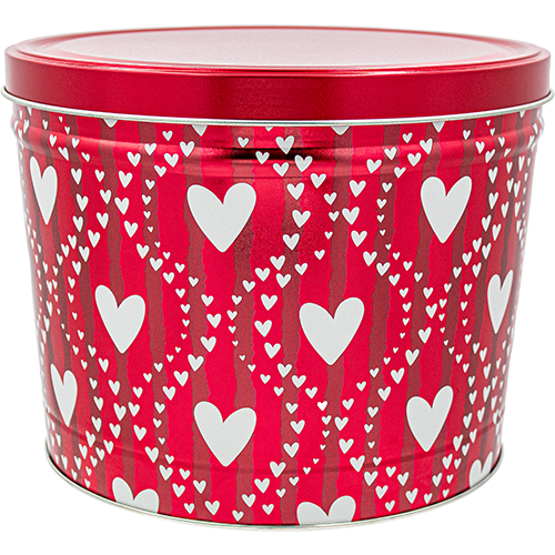 Red Hearts 2-Gallon Popcorn Tin