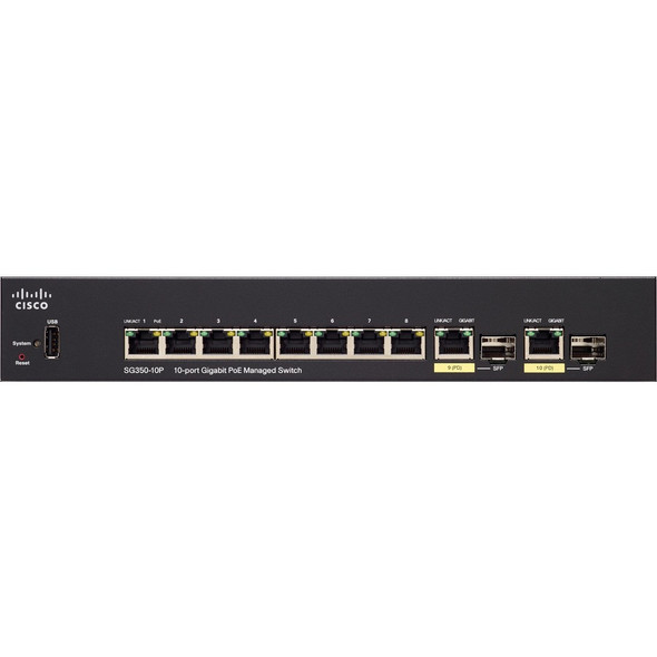 Cisco Systems (SG350-10P-K9-AU) Cisco SG350 10P 10 port Gigabit POE Managed Switch