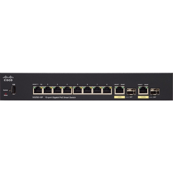 Cisco (SG250-10P-K9-EU) Cisco SG250 10P 10 port Gigabit PoE Switch