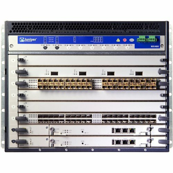 Juniper (MX480BASE-AC) MX480 Base Chassis with Midplane  1 nos. SCB E  AC Power  Discounted RE