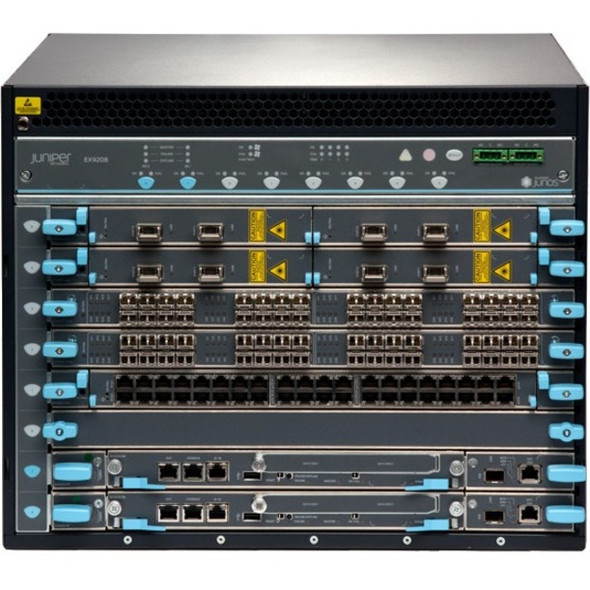 Juniper (EX9208-BASE3C-AC-T) Base EX9208 TAA system configuration: 8 slot chassis with passive midplane and 1