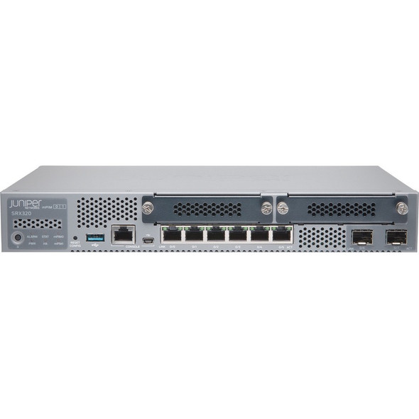 Juniper (SRX320-POE-TAA) SRX320 Services Gateway with 4G RAM  8G eUSB  8x1GE (w 2x SFP) on board ports  2