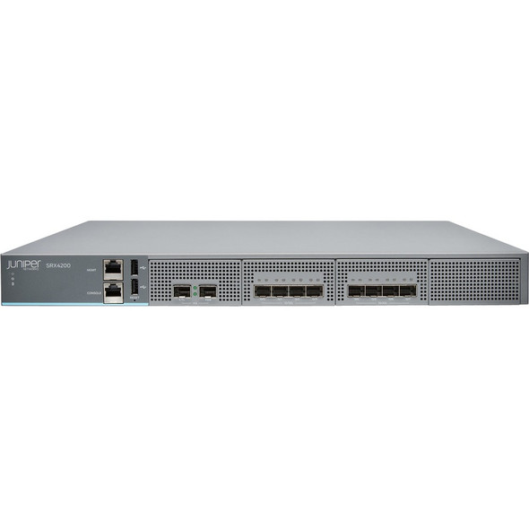 Juniper (SRX4200-SYS-JB-DC) SRX4200 Services Gateway includes hardware (8x10GE two DC PSU four FAN Trays Juniper (SRX4200-SYS-JB-DC) SRX4200 Services Gateway includes hardware (8x10GE two DC PSU four FAN Trays