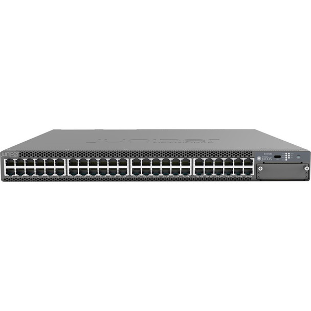 Juniper (EX4400-48T-DC) 48x1G port switch with 2x100G uplink stacking ports. DC PSU. MACsec AES256 capab