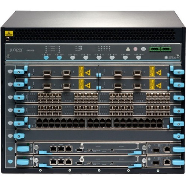 Juniper (EX9208-RED3C-DC) Redundant EX9208 system configuration: 8 slot chassis with passive midplane and