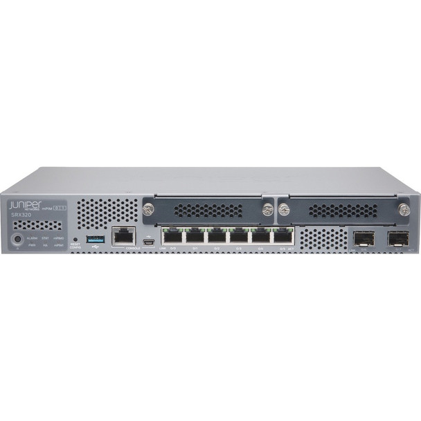 Juniper (SRX320-SYS-JE-P) SRX320 Services Gateway includes hardware (8GE  6 port POE+  2x MPIM slots  4G R