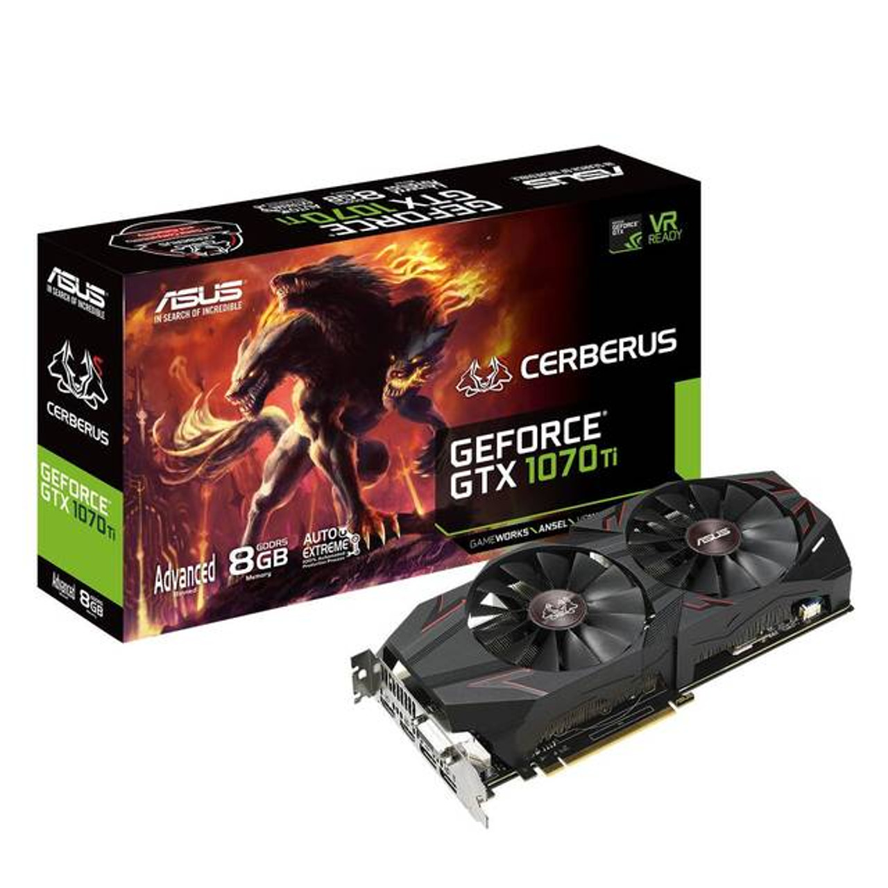 CERBERUS-GTX1070TI-A8G-GAMING | Asus NVIDIA Cerberus GeForce GTX 1070 Ti  8GB GDDR5 DVI/2HDMI/2DisplayPort PCI-Express Video Card