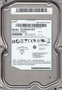 Part No: HD204UI-NDW-R - Samsung Spinpoint F4eg HD204ui 2 Terabyte 2TB SATA/300 5400RPM (Refurbished)