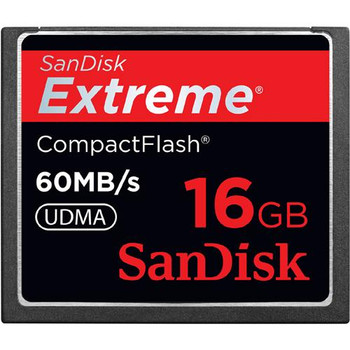 Part No: SDCFX-016G-X46 - SanDisk 16GB Extreme CompactFlash 60MB/s UDMA Memory Card