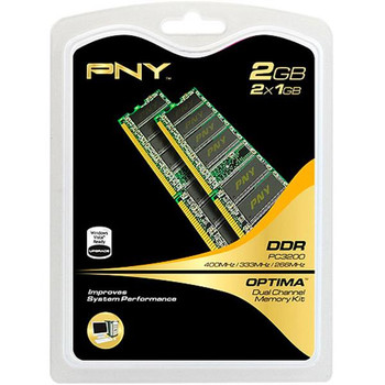 Part No: MD2048KD1-400 - PNY Technology 2GB (2x1GB) 400Mhz Pc3200 Non-ECC Unbuffered DDR SDRAM Dimm Memory Kit