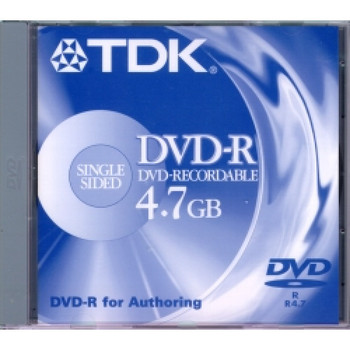 Part No: DVD-R47SV20 - TDK 1x dvd-R Media - 4.7GB - 1 Pack