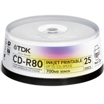 Part No: ZCD-R80TWHCB50 - TDK 52x CD-R Media - 700MB - 50 Pack