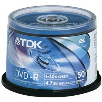 Part No: Z16X-RTWHCB50 - TDK 16x dvd-R Media - 4.7GB - 50 Pack