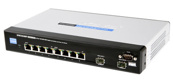 Part No: SRW2008MP - Linksys 8-Port 10/100/1000 RJ-45 Ports Ethernet Switch and 2 Shared MiniGBIC Slots with WebView and Maximum POE (Refurbished)