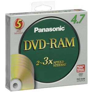 Part No: LM-HC47LU5 - Panasonic 3x dvd-RAM Media - 4.7GB - 5 Pack