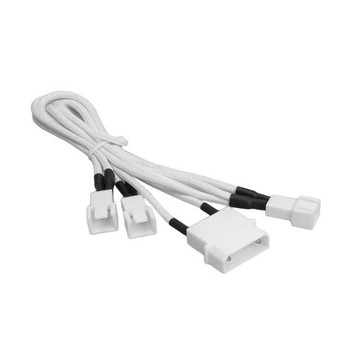 BitFenix Alchemy Multisleeved 20cm 4Pin Molex Male to 3x 3Pin Fan Male 12V Adapter Cable (White Sleeve/ White Connector)