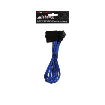 BitFenix Alchemy Multisleeved 20cm 4Pin Molex Male to 3x 3Pin Fan Male 5V Adapter Cable (Blue)