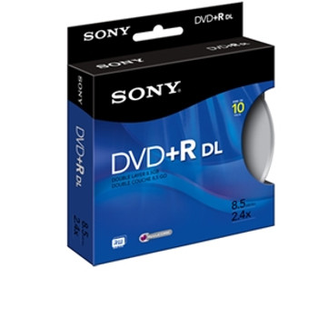 Part No: 10DPR85RS2H - Sony 10DPR85RS2H dvd Recordable Media - dvd+R DL - 2.4x - 8.50 GB - 10 Pack Spindle - 120mm