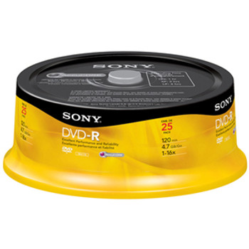 Part No: 25DMW47RS2 - Sony 2x dvd-RW Media - 4.7GB - 120mm Standard - 25 Pack Spindle