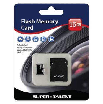 Super Talent 16GB Micro SDHC Memory Card w/ Adapter,