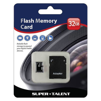 Super Talent 32GB Micro SDHC Memory Card w/ Adapter,