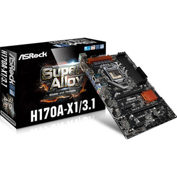 ASRock H170A-X1/3.1 LGA1151/ Intel H170/ DDR4/ Quad CrossFireX/ SATA3&USB3.1/ A&GbE/ ATX Motherboard