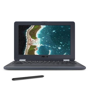 ASUS Chromebook Flip C213SA-YS02-S 11.6 inch Touchscreen Intel Celeron N3350 1.1GHz/ 4GB LPDDR4/ 32GB eMMC/ USB3.1/ Chrome Notebook w/ Stylus (Dark Grey)