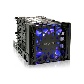 ICY DOCK Black Vortex MB074SP-B 4 Bay 3.5 inch Hard Drive Cooler Cage with 120mm Front LED Fan in 3x External 5.25 inch Bay