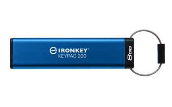 IKKP200/8GB , Kingston Technology IronKey Keypad 200 USB flash drive 8 GB USB Type-A 3.2 Gen 1 (3.1 Gen 1) Blue