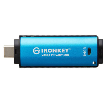 IKVP50C/64GB , Kingston Technology IronKey Vault Privacy 50 USB flash drive 64 GB USB Type-C 3.2 Gen 1 (3.1 Gen 1) Black, Blue - IKVP50C/64GB